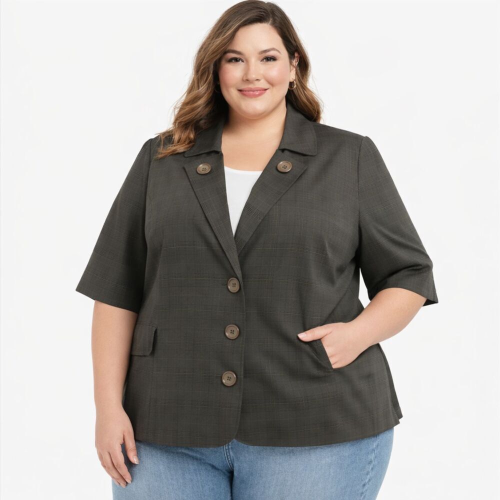 Lane Bryant Houndstooth Peplum Blazer 22/24W NWOT